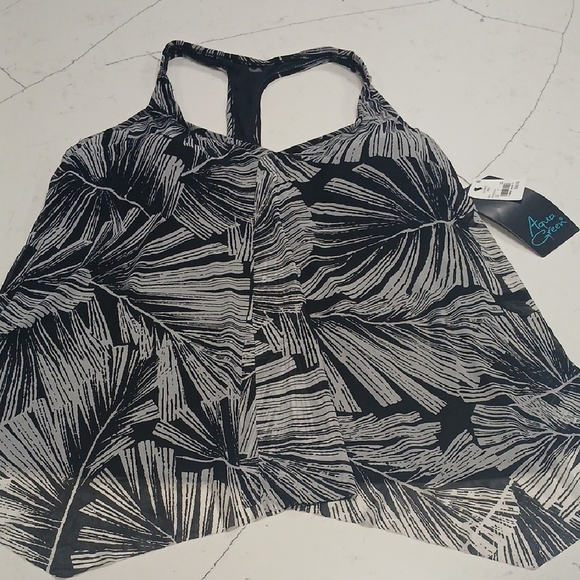 Aqua Green Monochrome Patterned Tank Top - Picture 1 of 6